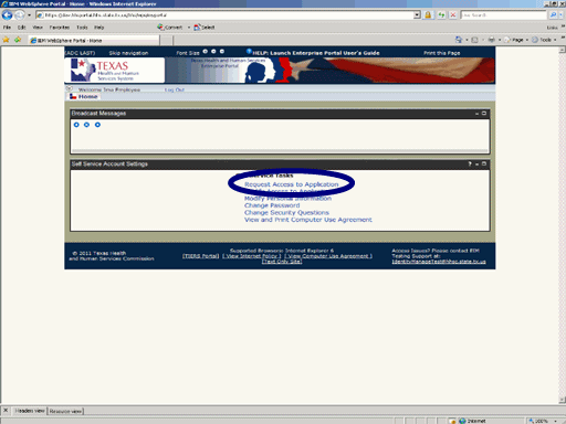 Screenshot of Enterprise Portal Home Page